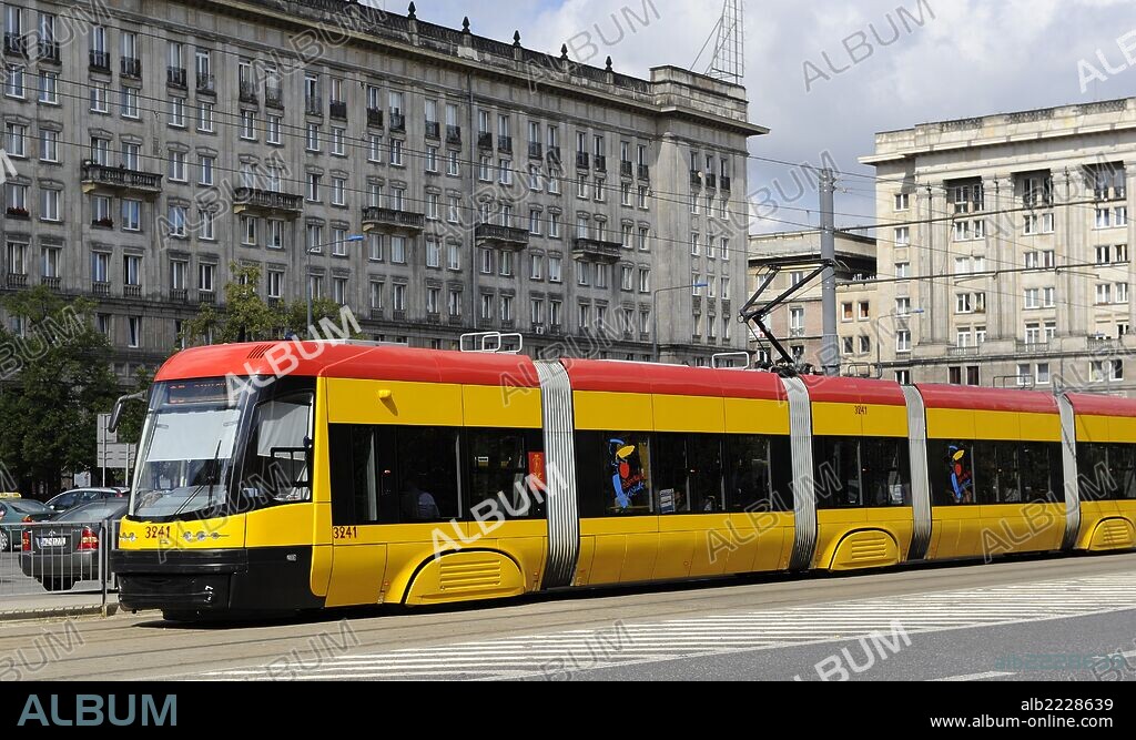 Public transport. Tram. Warsaw. Poland.