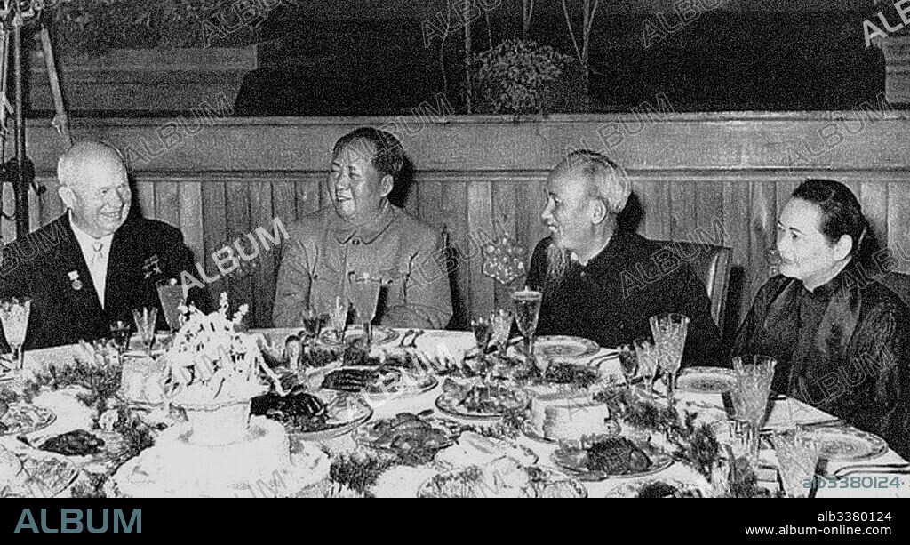 ANONYMOUS. Mao Zedong, Ho Chi Minh and Nikita Khrushchev in Hanoi.