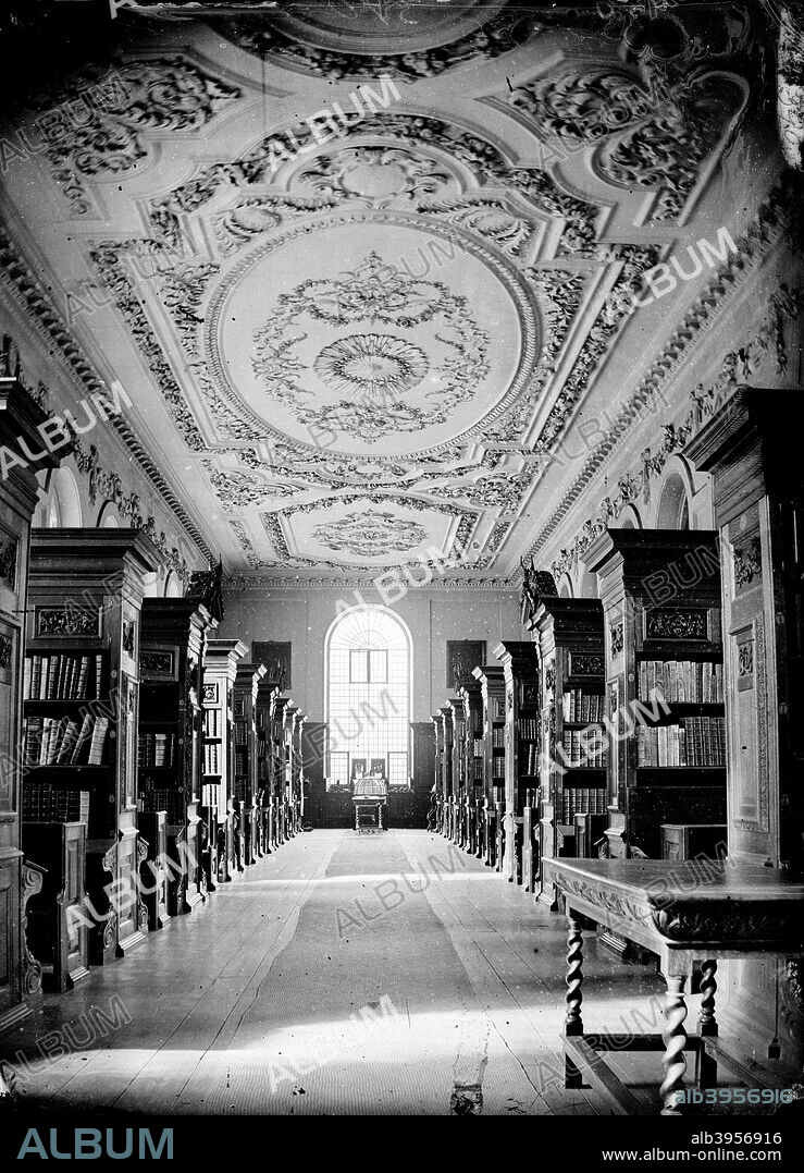 Queens College North Quad Library, Oxford, Oxfordshire, c1860-c1922. Nicholas Hawksmoor's library was completed in 1694.
