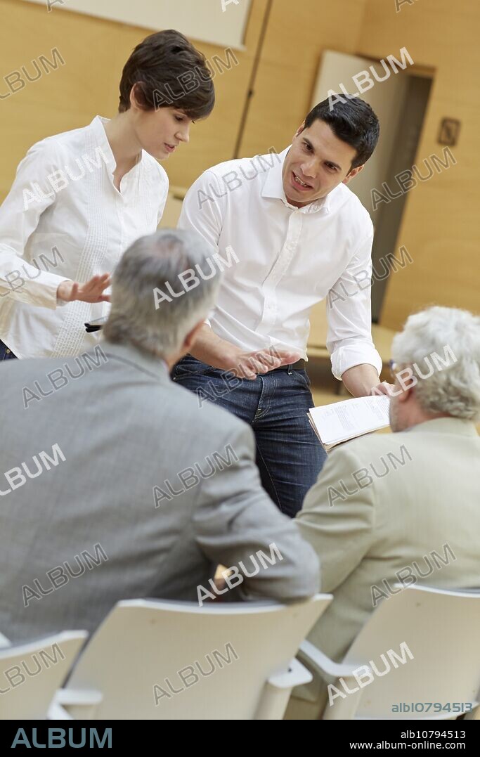 Executives at Convention Centre, Coaching, Business, Donostia, San Sebastian, Basque Country, Spain.