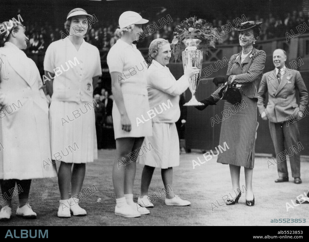 Duchess of Kent presenting the wightman cup. June 29, 1938.