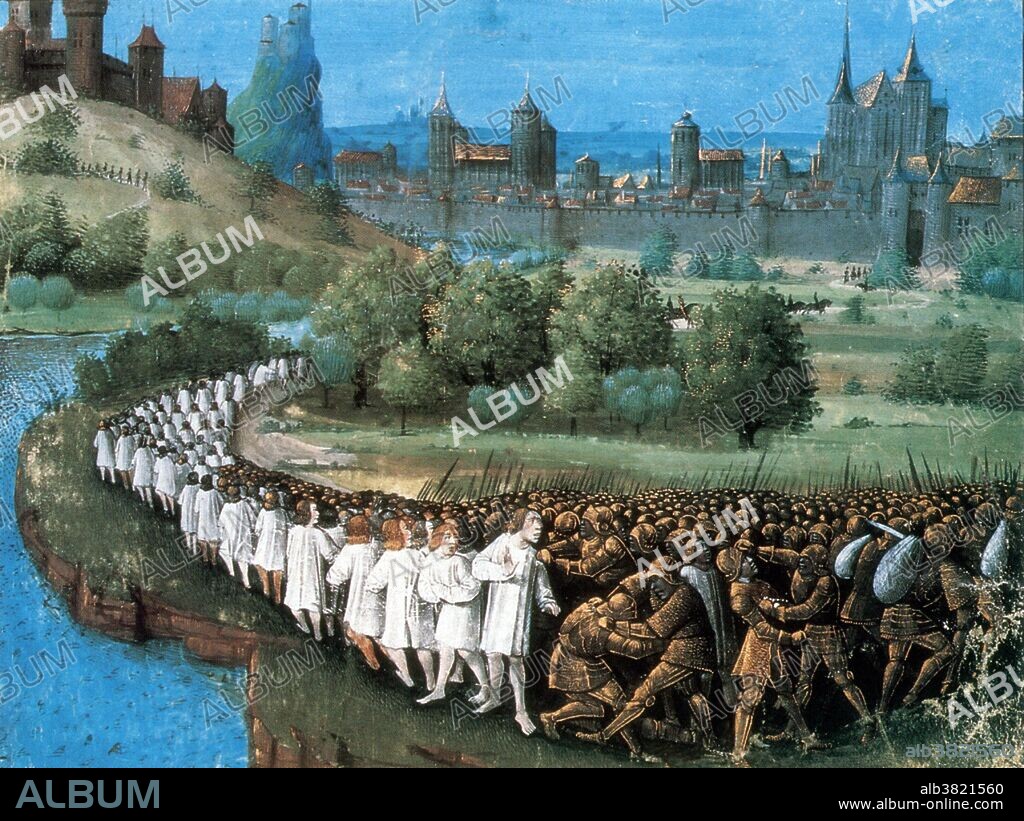 Peter the Hermit's army ambushed by the Turks. The People's Crusade was the prelude to the First Crusade and lasted roughly six months from April to October 1096. It is also known as the Peasants' Crusade, Paupers' Crusade or the Popular Crusade as it was not part of the official Catholic Church-organized expeditions that came later. Led primarily by Peter the Hermit with forces of Walter Sans Avoir, the army was destroyed by the Seljuk forces of Kilij Arslan at Civetot, northwestern Anatolia. Those that renounced Christianity were spared and sent into captivity to the east, the rest were slaughtered. A charismatic monk and powerful orator named Peter the Hermit of Amiens was the spiritual leader of the movement. He was known for riding a donkey and dressing in simple clothing. He had vigorously preached the crusade throughout northern France and Flanders. He claimed to have been appointed to preach by Christ himself (and supposedly had a divine letter to prove it), and it is likely that some of his followers thought he, not Urban, was the true originator of the crusading idea.