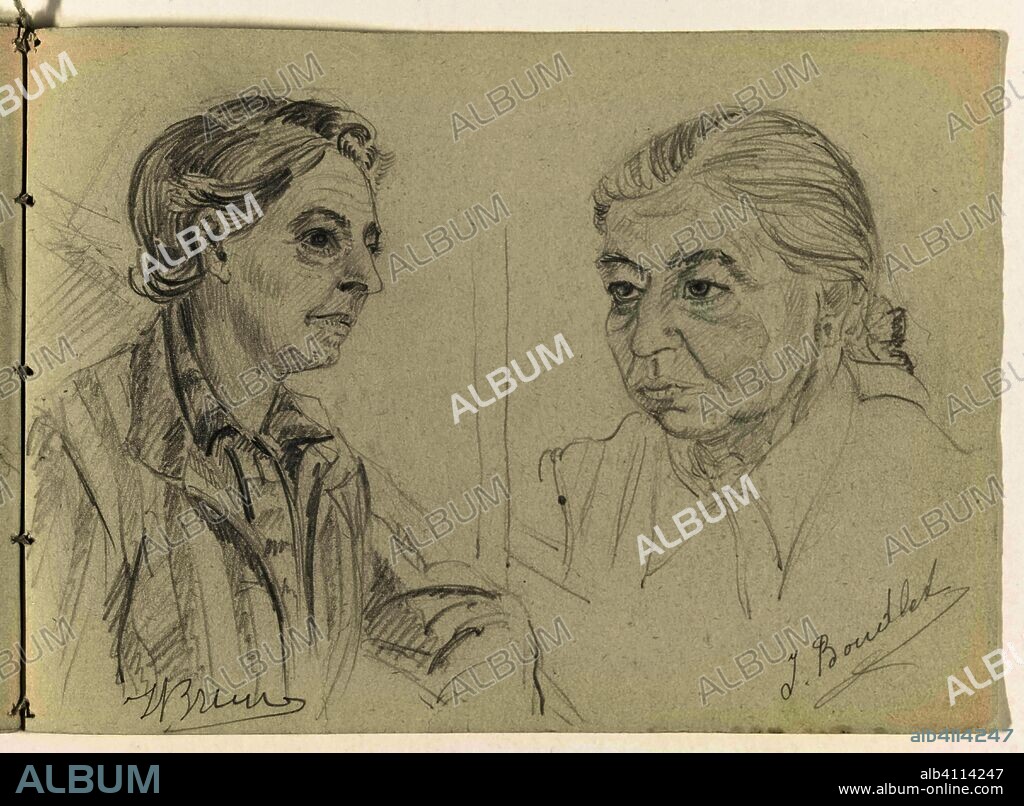 Twee portretten. H. Brun / J. Boudlet (title on object). Draughtsman: To Frank-Stoltz. Dating: 1943 - 1944. Place: Ravensbrück. Measurements: h 150 mm × w 205 mm.
