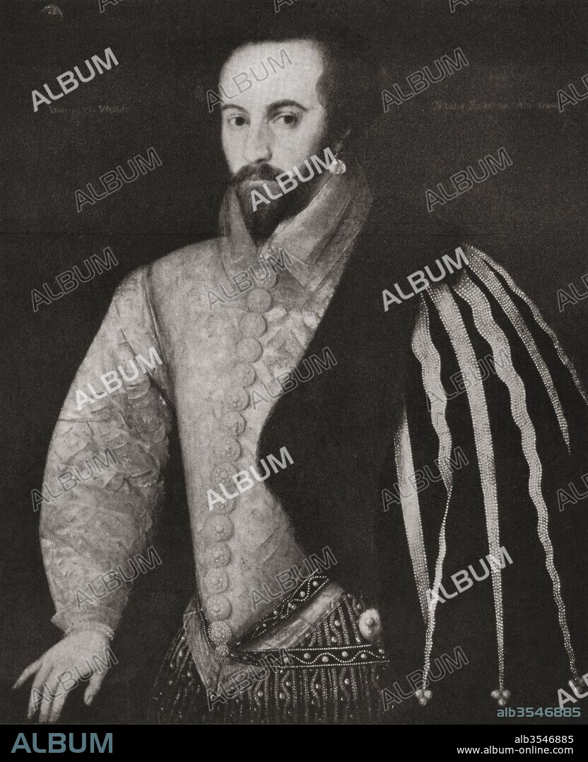 Sir Walter Raleigh, Lord Lieutenant of Cornwall, c. 1552 to 1618. English aristocrat, writer, poet, soldier, courtier, and explorer. From the book Elizabeth and Essex by Lytton Strachey published 1928.