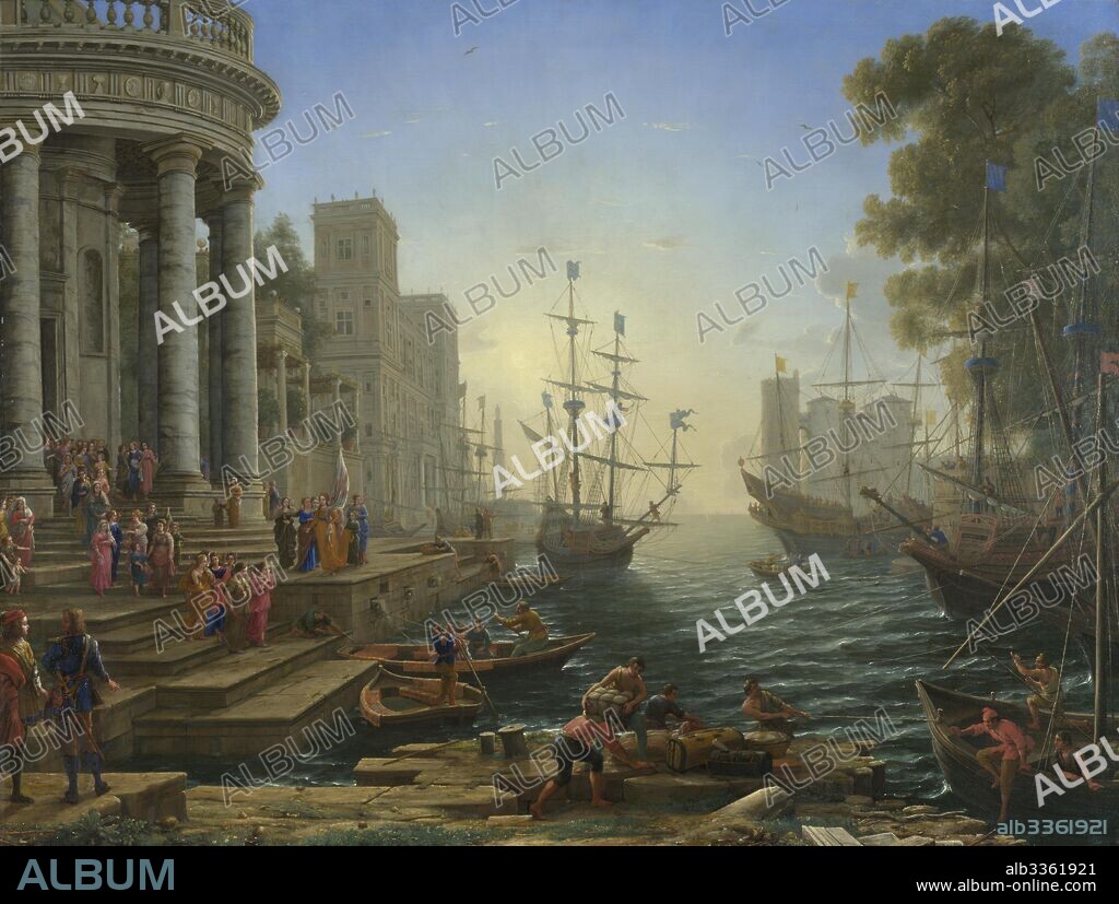 CLAUDE LORRAIN. Seaport with the Embarkation of Saint Ursula.