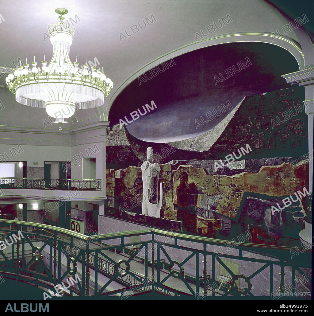 JOAQUÍN VAQUERO TURCIOS. JOAQUIN VAQUERO TURCIOS. PINTOR ESPAÑOL. MADRID 1933- 2010. "ORFEO" MURAL EN EL VESTIBULO DEL TEATRO REAL DE MADRID AÑO 1967 RETIRADO EN 1993.
