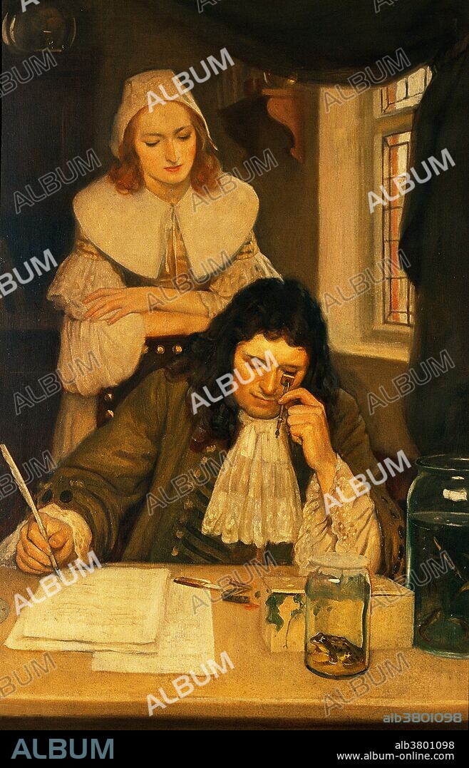 Leeuwenhoek with his microscope. Oil painting by Ernest Board. Anton van Leeuwenhoek (1632-1723) was a Dutch tradesman and scientist, considered the first microbiologist. He is best known for his work on the improvement of the microscope and for his contributions towards the establishment of microbiology. Using his handcrafted microscopes, he was the first to observe and describe single-celled organisms, which he originally referred to as animalcules, and which we now refer to as microorganisms.