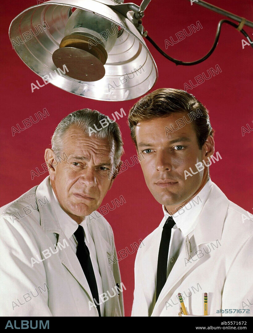 RAYMOND MASSEY and RICHARD CHAMBERLAIN in DR. KILDARE, 1961, directed by ALF KJELLIN, ELLIOT SILVERSTEIN, JOHN BRAHM, JOHN NEWLAND and JUD TAYLOR. Copyright MGM TELEVISION.