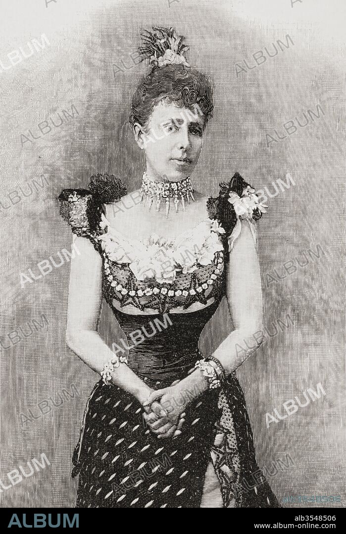 Maria Christina Henriette Desideria Felicitas Raineria of Austria, 1858 – 1929. Queen of Spain as the second wife of King Alfonso XII. From La Ilustracion Española y Americana, published 1892.