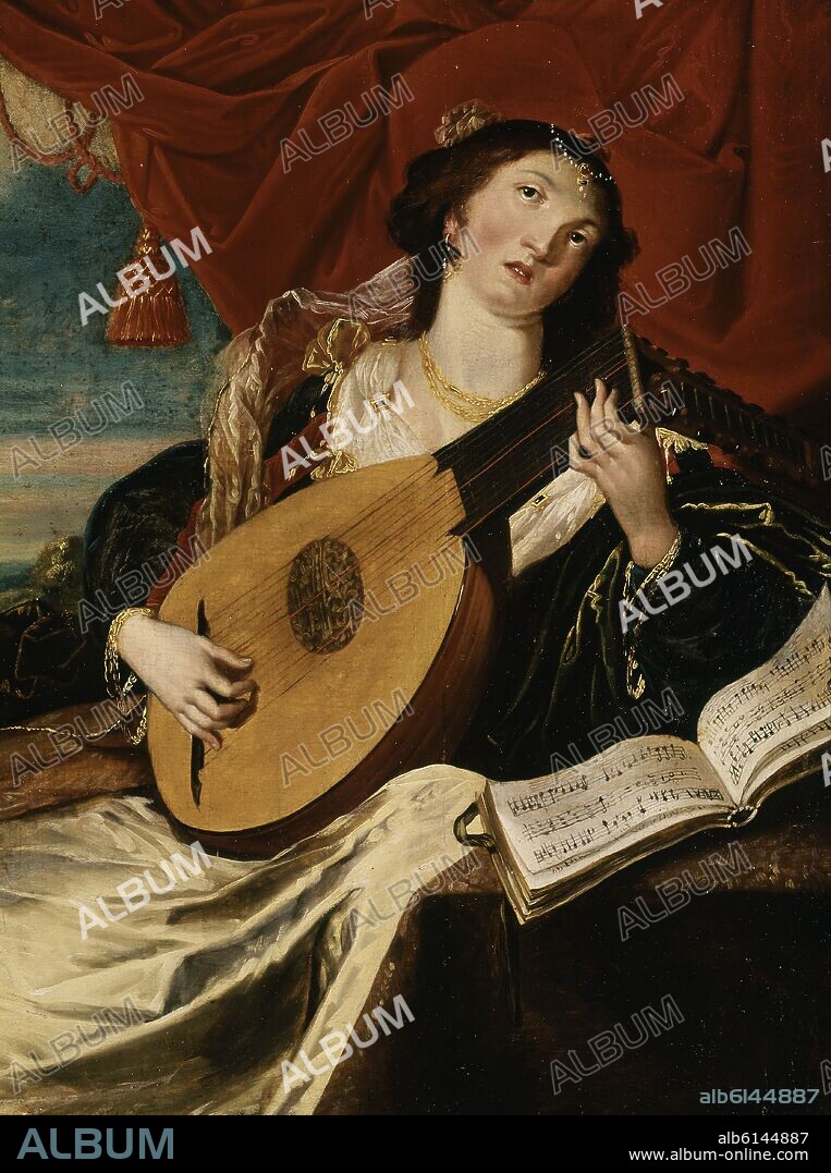PEDRO PABLO RUBENS ESCUELA DE RUBENS. DAMA TOCANDO EL LAUD - SIGLO XVII/XVIII.