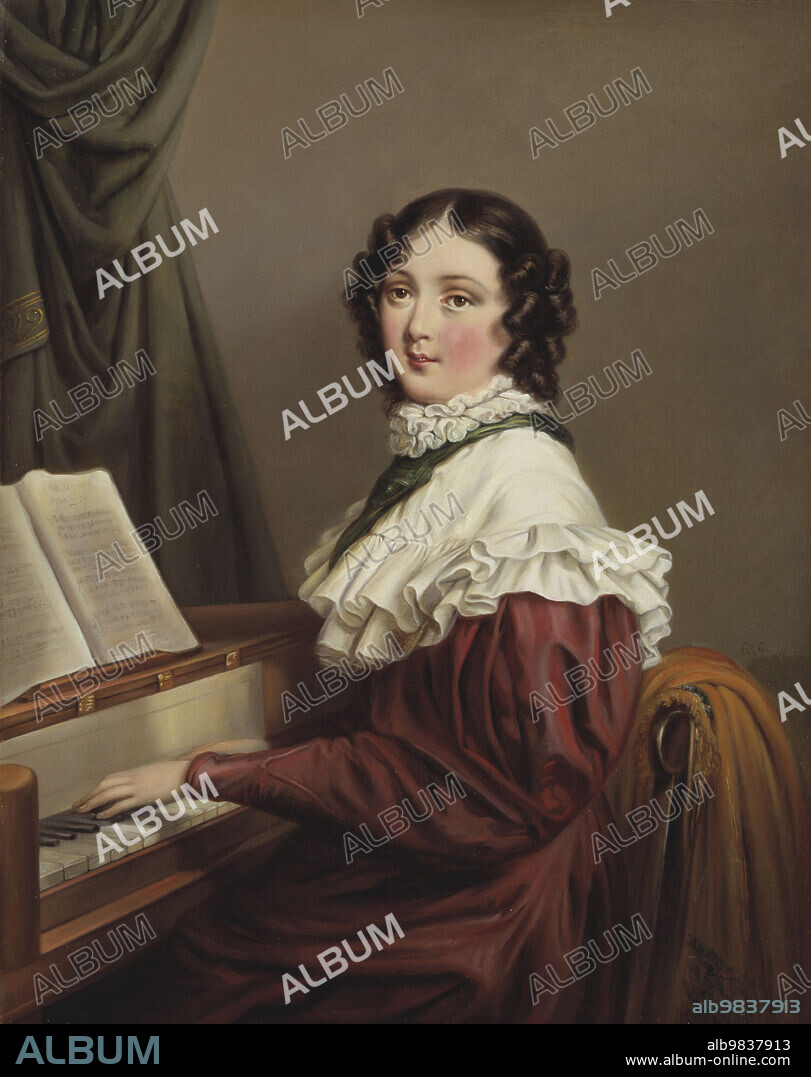 AXEL JOHAN FÄGERPLAN. Mathilda Valeria Beatrix d´Orozco (1796-1863), composer, singer, married to 1. Master of the Upper Court Bartolomeo Cenami, 2. Colonel Josias Montgomery-Cederhielm, 3. Baron Carl Alexander Fredrik Gyllenhaal, early-mid 19th century.
