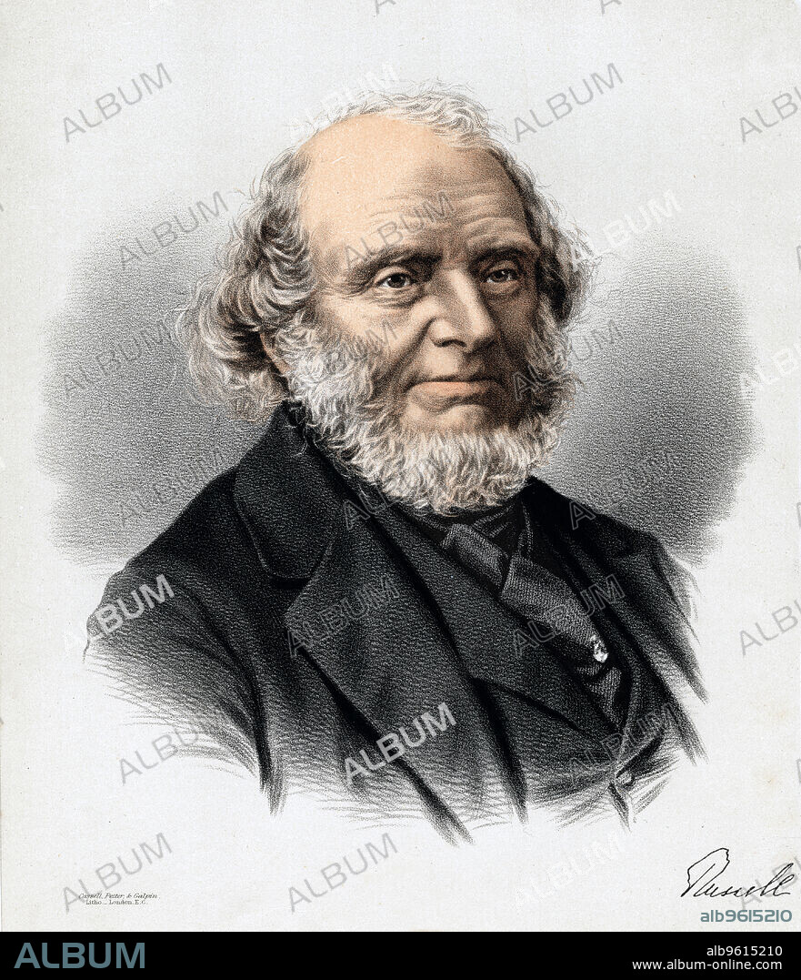 ANON. John Russell, 1st Earl Russell, British Whig and Liberal politician, c1870. Russell (1792-1878) was known as Lord John Russell until 1861 when he was created Earl. He served two terms as Prime Minister, 1846-1852 and 1865-1866. He was the grandfather of the mathematician and philosopher Bertrand Russell. From The Modern Portrait Gallery. (London, c1880).