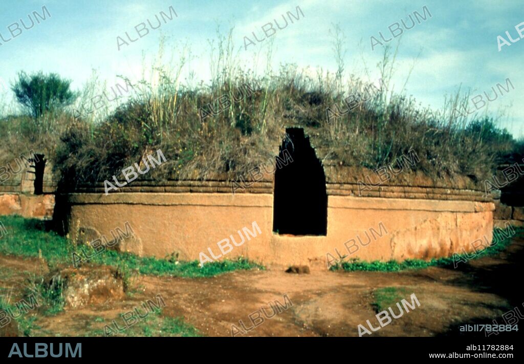 Etruscan graves in necropolis at Cerveteri near Rome , Italy.