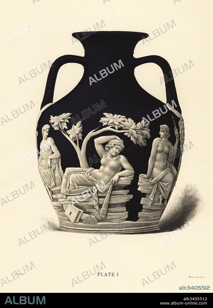 The Portland Vase or Barberini Vase. Chromolithograph drawn by Grivell and lithographed by Parrot et Co. from Frederick Rathbone's Old Wedgwood, the Decorative or Artistic Ceramic Work Produced by Josiah Wedgwood, Quaritch, London, 1898.