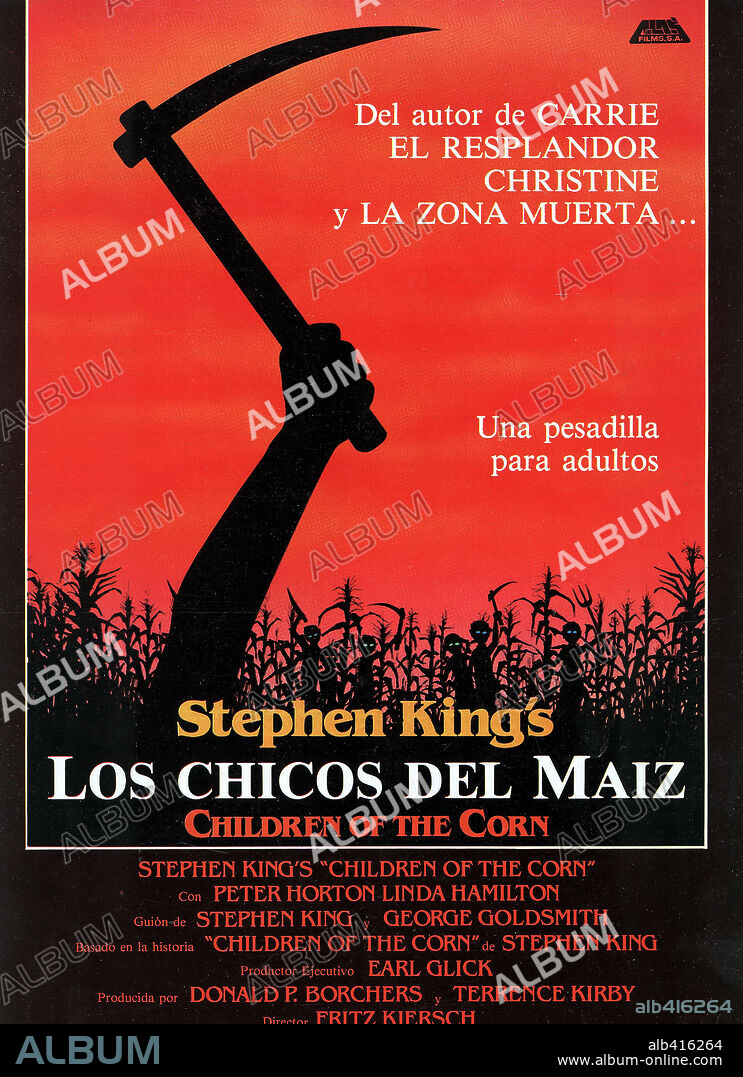 Poster de LOS CHICOS DEL MAÍZ, 1984 (CHILDREN OF THE CORN), dirigida por FRITZ KIERSCH. Copyright NEW WORLD/ANGELES/CINEMA GROUP.