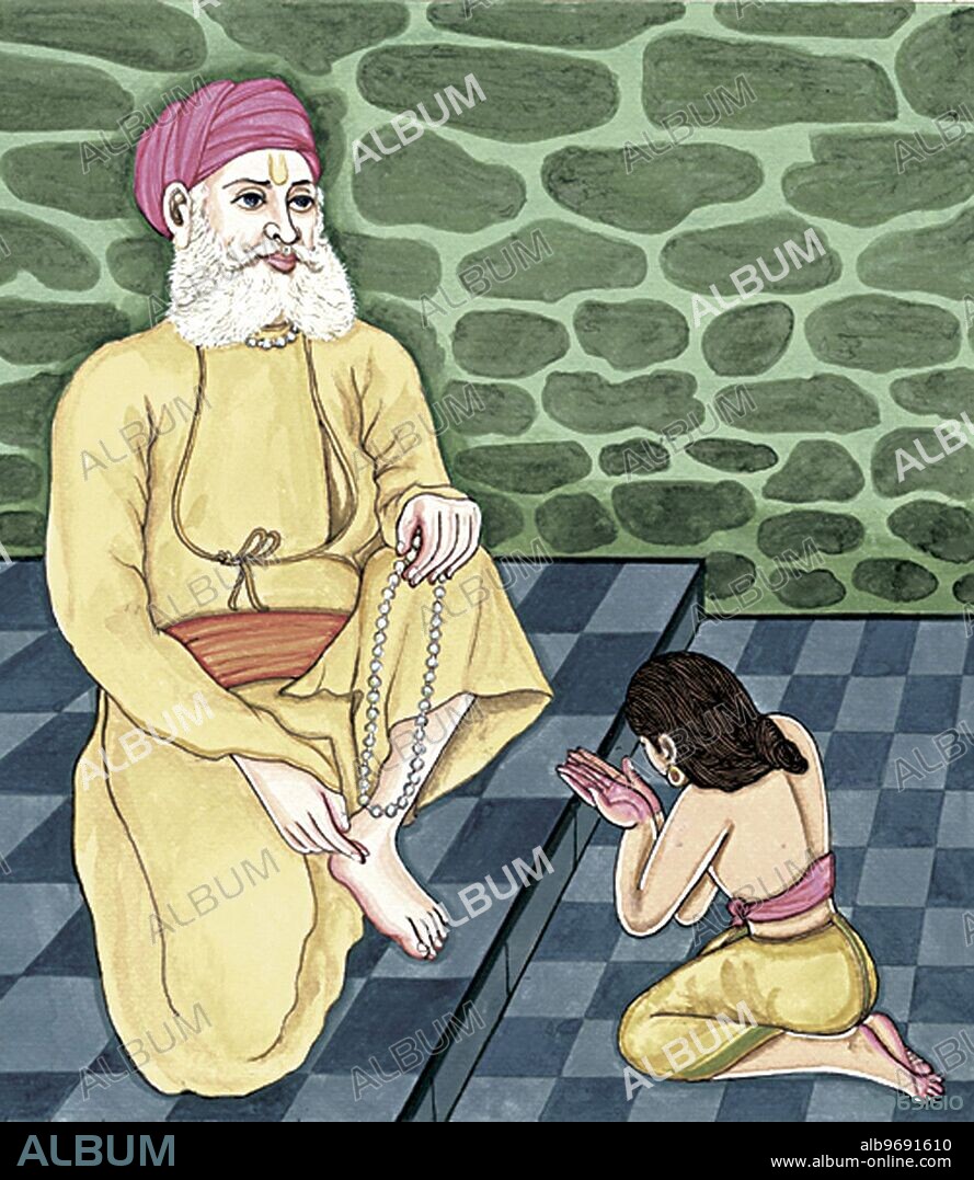 India: For Children's Training - children - saint - sadhu - swami - sannyasin - monk - devotion - meditation - Hindu belief - Hindu - Hinduism - art - yoga - Artist Manivelu - Himalayan Academy art - guru - surrender - preceptor - teacher - India - Indian art - Hindu art - religion - Hindu religion.