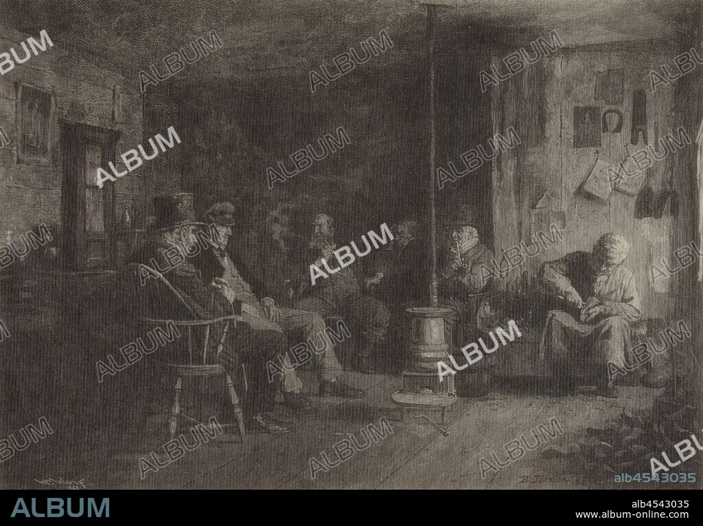 The Nantucket School of Philosophy, After Eastman Johnson (American, 1824-1906), 1894, ink on paper, 5 x 7-1/8 in. (image) 9 x 10-3/4 in. (sheet).