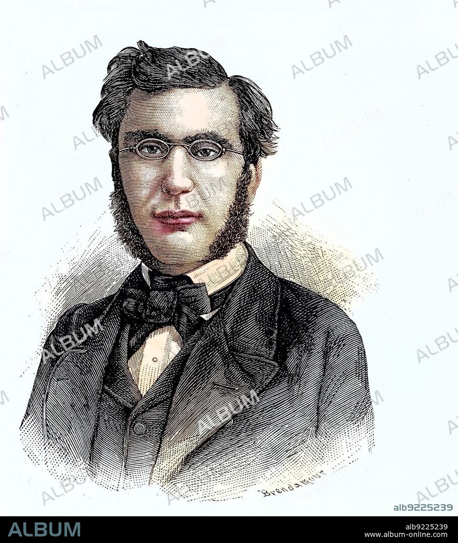 Olivier Emile Ollivier, 1825, 1913, was a French statesman. He began as a zealous republican who opposed Emperor Napoleon III, pushed the Emperor to liberal reforms and in turn fell more and more into Napoleons sphere of influence, Situation from the time of the Franco-Prussian War, 1870-1871, Historical, digitally restored reproduction from a 19th century original.