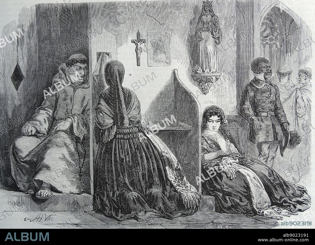 A confessional in a church in Lima, Peru. 1850.