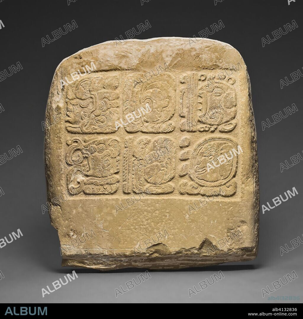 Hieroglyphic Panel. Late Classic Maya; Usumacinta River area, Mexico or Guatemala. Date: 650 AD-800 AD. Dimensions: 28.6 × 26.7 × 3.8 cm (11 1/4 × 10 1/2 × 1 1/4 in.). Limestone. Origin: Mexico.