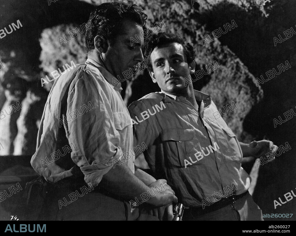 ROSSANO BRAZZI and VITTORIO GASSMAN in BLACK CROWN, 1951 (LA CORONA NEGRA), directed by LUIS SASLAVSKY. Copyright SUEVIA FILMS-CESAREO GONZALEZ/GUION  PROD. CINEMATOGRAFICAS.