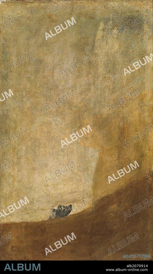 Francisco de Goya y Lucientes / 'Perro semihundido', 1820-1823, Escuela Española, Técnica mixta sobre Revestimiento mural, 131 cm x 79 cm, P00767.