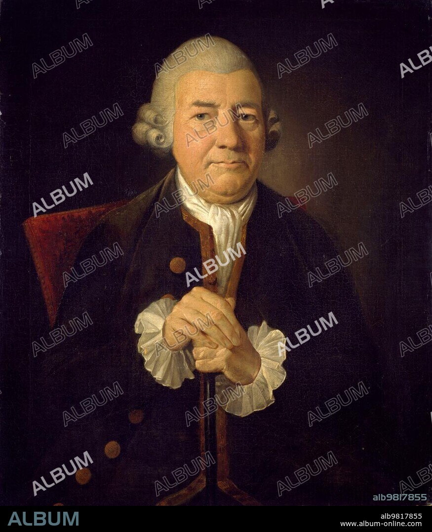 John Baskerville (28 January 1706) (8 January 1775) was an English typographer, scribe, printer and member of the Royal Society of Arts, Painting by James Millar, Historic, digitally restored reproduction from a 19th century original