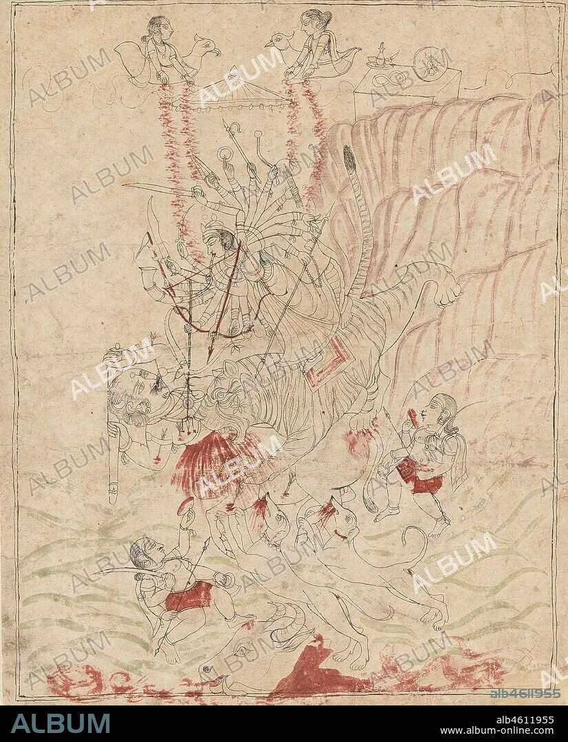 The Goddess Durga Killing the Buffalo Demon, Mahisha (Mahishasura Mardini), ca. 1760.