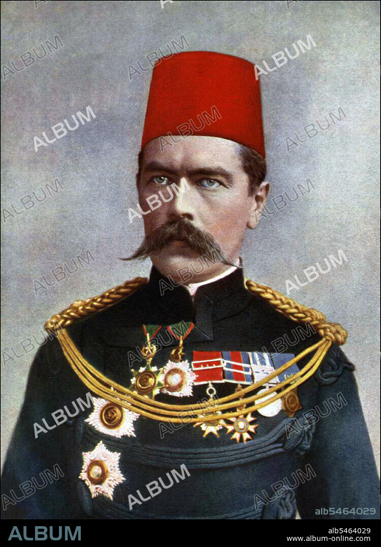 Kitchener won fame in 1898 for winning the Battle of Omdurman and securing control of the Sudan, after which he was given the title 'Lord Kitchener of Khartoum; as Chief of Staff (1900-02) in the second Boer war he played a key role in Lord Roberts' conquest of the Boer Republics, then succeeded Roberts as commander-in-chief - by which time Boer forces had taken to guerrilla fighting and British forces imprisoned Boer civilians in concentration camps. His term as Commander-in-Chief (1902-09) of the Army in India saw him quarrel with Viceroy Lord Curzon, who eventually resigned. Kitchener then returned to Egypt as British Agent and Consul-General (de facto Viceroy). In 1914, at the start of the First World War, Lord Kitchener became Secretary of State for War, a Cabinet Minister. One of the few men to foresee a long war, one in which Britain's victory was far from secure, he organised the largest volunteer army that Britain, and indeed the Empire, has seen and a significant expansion of materiels production to fight Germany on the Western Front. His commanding image, appearing on recruiting posters demanding 'Your Country Need You!', remains recognised and parodied in popular culture to this day. He died in 1916.