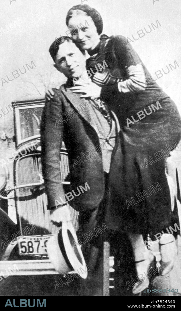 Bonnie Elizabeth Parker (October 1, 1910 - May 23, 1934) and Clyde Chestnut Barrow (March 24, 1909 - May 23, 1934) were American criminals who traveled the central US with their gang during the Great Depression, robbing and killing people. At times, the gang included Clyde's older brother Buck Barrow and his wife Blanche, Raymond Hamilton, W. D. Jones, Joe Palmer, Ralph Fults, and Henry Methvin. Their exploits captured the attention of the American public during the "Public Enemy Era" (1931-35). Though known today for his dozen-or-so bank robberies, Barrow preferred to rob small stores or rural gas stations. The gang is believed to have killed at least nine police officers and several civilians. In 1934 they ambushed and killed by law officers. Their bullet-riddled Ford became a popular traveling attraction displayed at fairs, amusement parks and flea markets for three decades, and became a fixture at a Nevada race track where it could be sat in for a dollar.