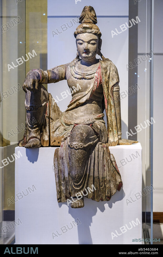 Bodhisattva Guanyin, devotional painted wooden figure, Jin dynasty, 1115-1234, Shanxi, British museum, London, England, Great Britain.