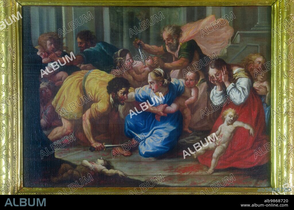 Corinaldo (Italy, Marche - province of Ancona), Claudio Ridolfi Art Gallery. Unknown author, Massacre of the innocents, 17th century, oil on canvas, from Sant'Agostino.