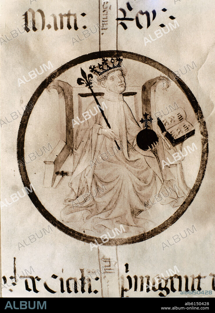 MARTIN I EL HUMANO (1356-1410) REY DE ARAGON VALENCIA MALLORCA CERDEÑA SICILIA Y CONDE DE BARCELONA - MANUSCRITO DE POBLET.