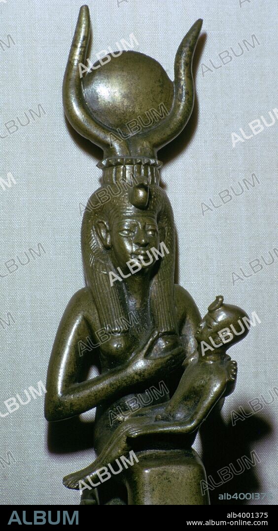 Egyptian statuette of Iris and her infant son Horus, 7th century BC.