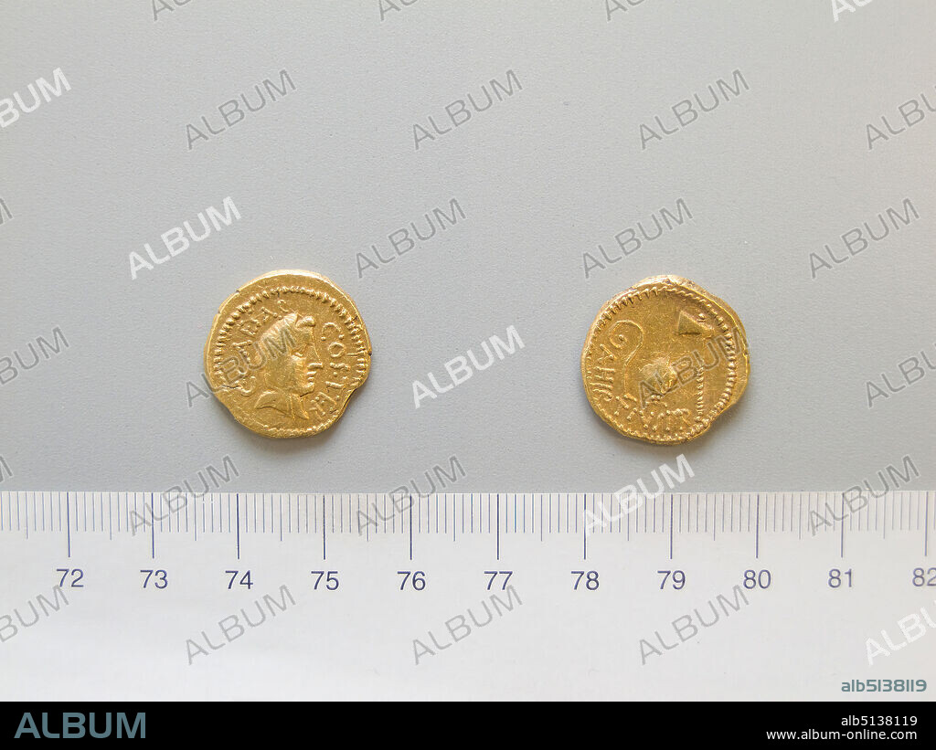Mint: Rome, Magistrate: Gaius Julius Caesar, 10044 B.C.Magistrate: A. Hirtius, Aureus from Rome, 46 B.C., Gold, 8 g, 4:00, 19.8 mm, Made in Rome, Italy, Roman, 1st century B.C., Numismatics.