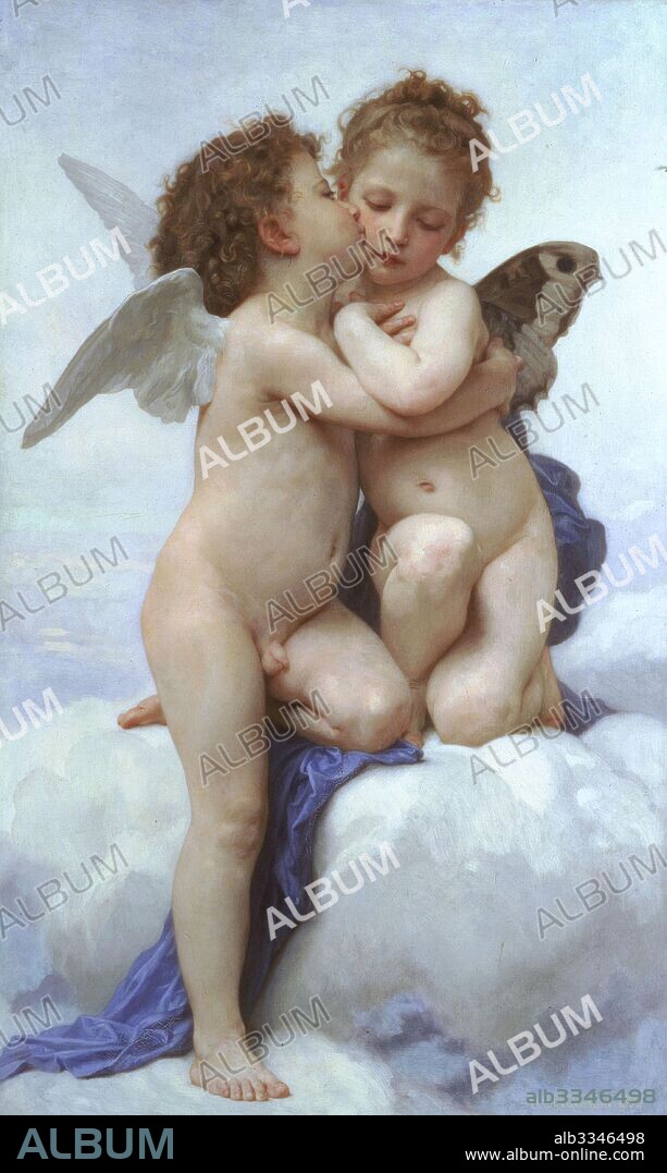 WILLIAM-ADOLPHE BOUGUEREAU. Cupid and Psyche as Children (The first kiss).