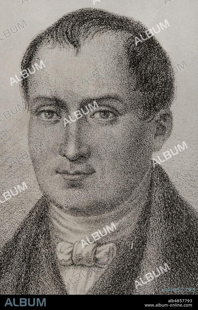 José I Bonaparte (1768-1844). Rey de Nápoles (1806-1808) y de España (1808-1813). Hermano mayor de Napoleón I, quien le concedió el trono español, provocando el alzamiento del 2 de mayo de 1808. Retrato, detalle. Historia del Levantamiento, Guerra y Revolución de España, por el Conde de Toreno. Madrid,1852.