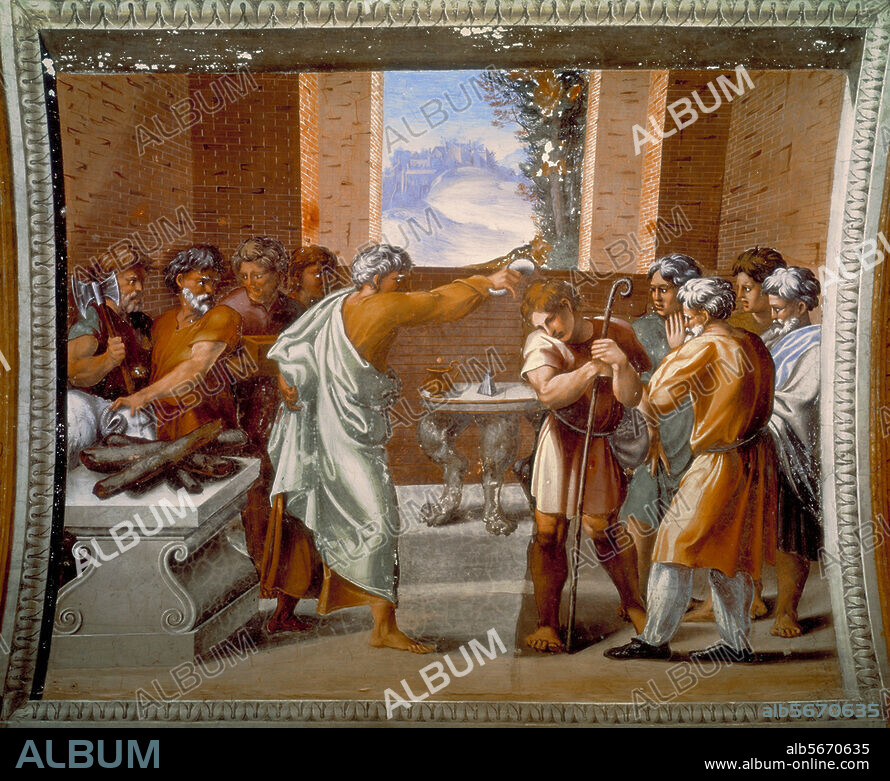 RAPHAEL. Raffael, eigentl. Raffaello Santi 1483-1520. "David von Samuel gesalbt". Fresko, um 1515/18. Rom, Vatikan, Freskenzyklus in den Loggien.