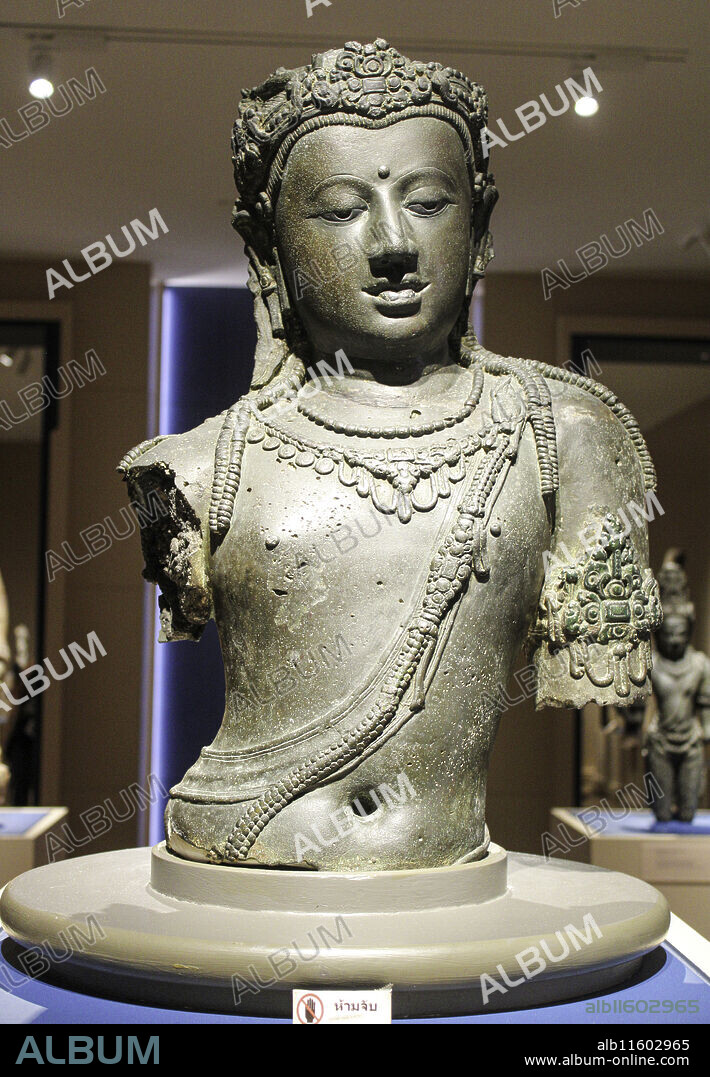 Bangkok, Thailand, Southeast Asia, Asia. Bangkok National Museum. Sculpture of Bodhisattva Padmapani. Ca. 9th - 10th Century AD. Prince Damrong Rajanuphab found at Wat Wiang, Chiaya ancient town, Suratthani province.