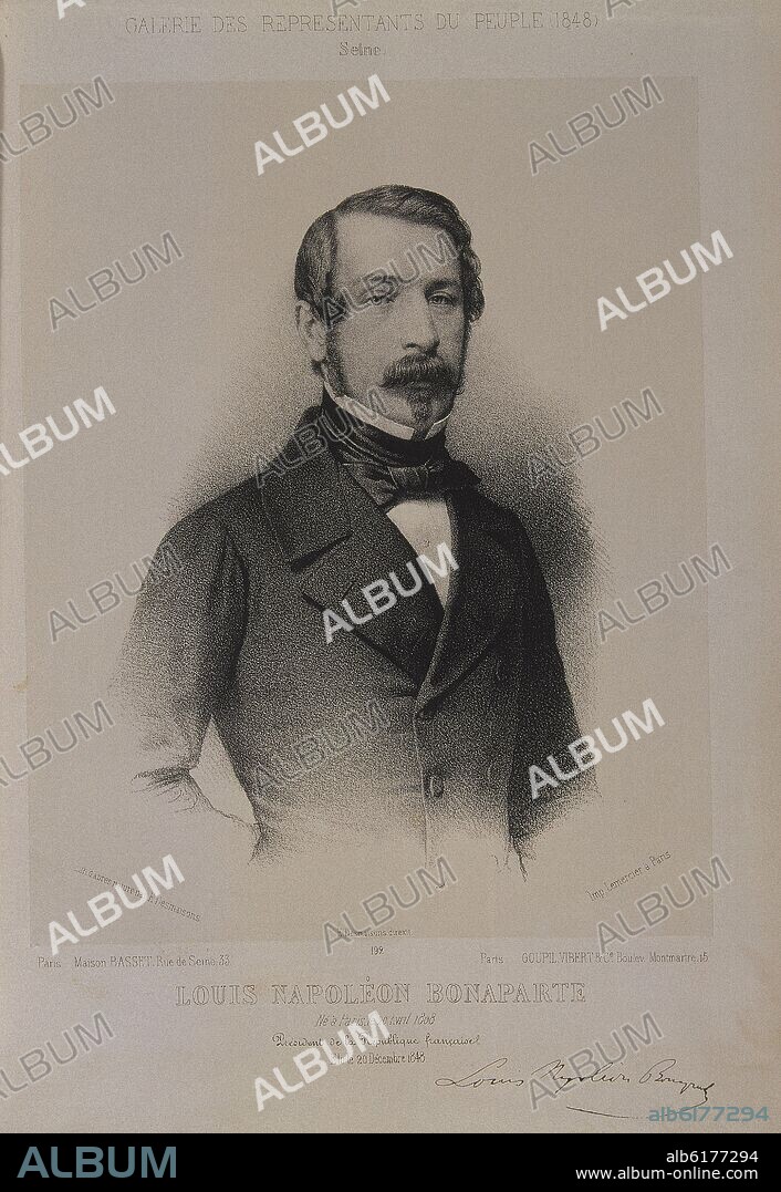 E. DESMAISONS. LUIS NAPOLEON BONAPARTE - PRESIDENTE DE LA REPUBLICA FRANCESA - LITOGRAFIA S XIX.