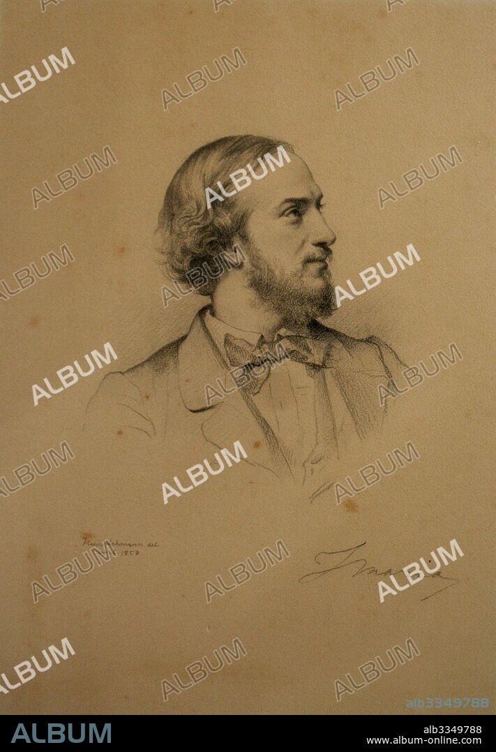 HENRI LEHMANN. Portrait of the tenor Giovanni Matteo Mario (1810-1883).