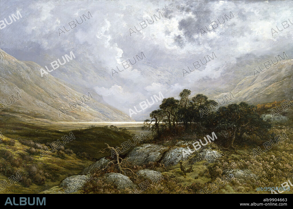 GUSTAVE DORé. Landscape in Scotland, c1878. As a native of Alsace in eastern France and lacking the formal training provided in Paris, Doré began his career as an illustrator and remained outside the mainstream of French painting. His dramatic landscapes, with their grand vistas and turbulent skies, reflect the Romantic movement that had prevailed in French art a generation earlier. Doré is perhaps best known for his illustrated Bible (1866). This proved to be an important calling card for the artist, enabling him to open the Doré Gallery in New Bond Street, London, where this painting was probably originally exhibited.