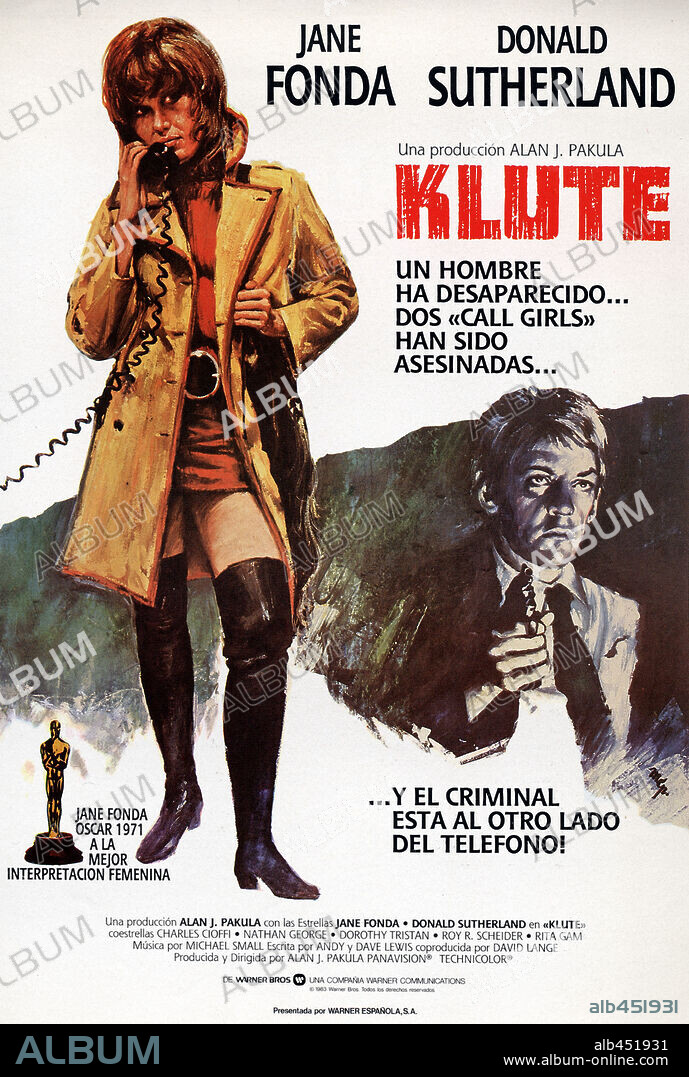 Affiche de KLUTE, 1971, réalisé par ALAN J. PAKULA. Copyright WARNER BROTHERS.