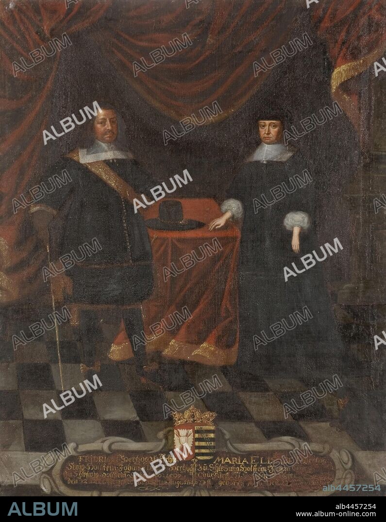 Frederick III and Maria Elisabet, Fredrik III, 1597-1659, Duke of Holstein Gottorp Maria Elisabeth, 1610-1684, Princess of Saxony, painting, oil on canvas, Height, 103.5 cm (40.7 inches), Width, 79.5 cm (31.2 inches).