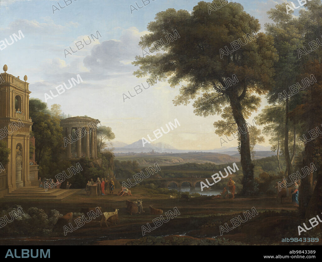 NICOLAS-DIDIER BOGUET. Landscape with Psyche's father sacrificing at the Temple of Apollo in Miletos.