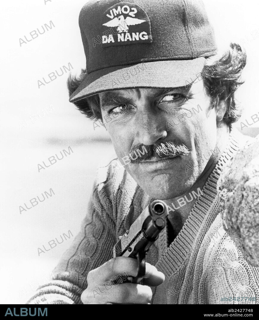 TOM SELLECK in MAGNUM, P. I., 1980. Copyright UNIVERSAL TV.