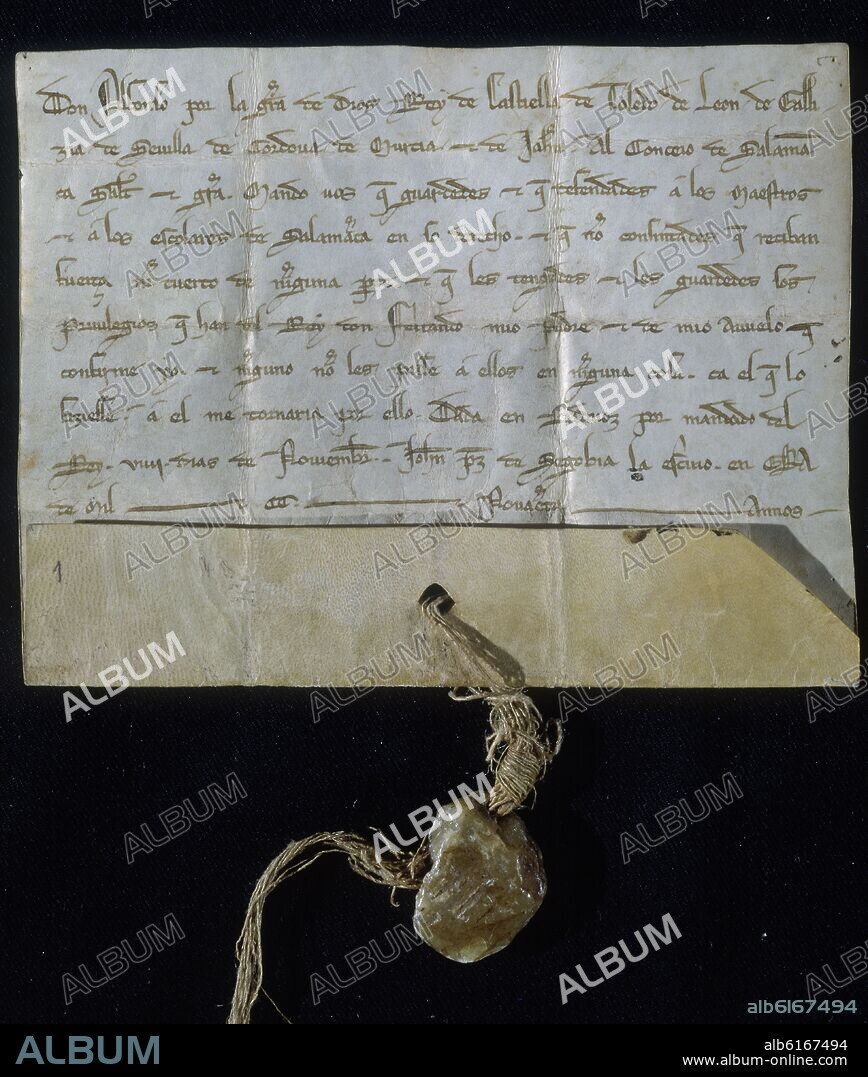 ALFONSO X DE CASTILLA EL SABIO. CARTA DE ALFONSO X OTORGANDO A SALAMANCA HACER PRIMERAS CATEDRAS - 1254.