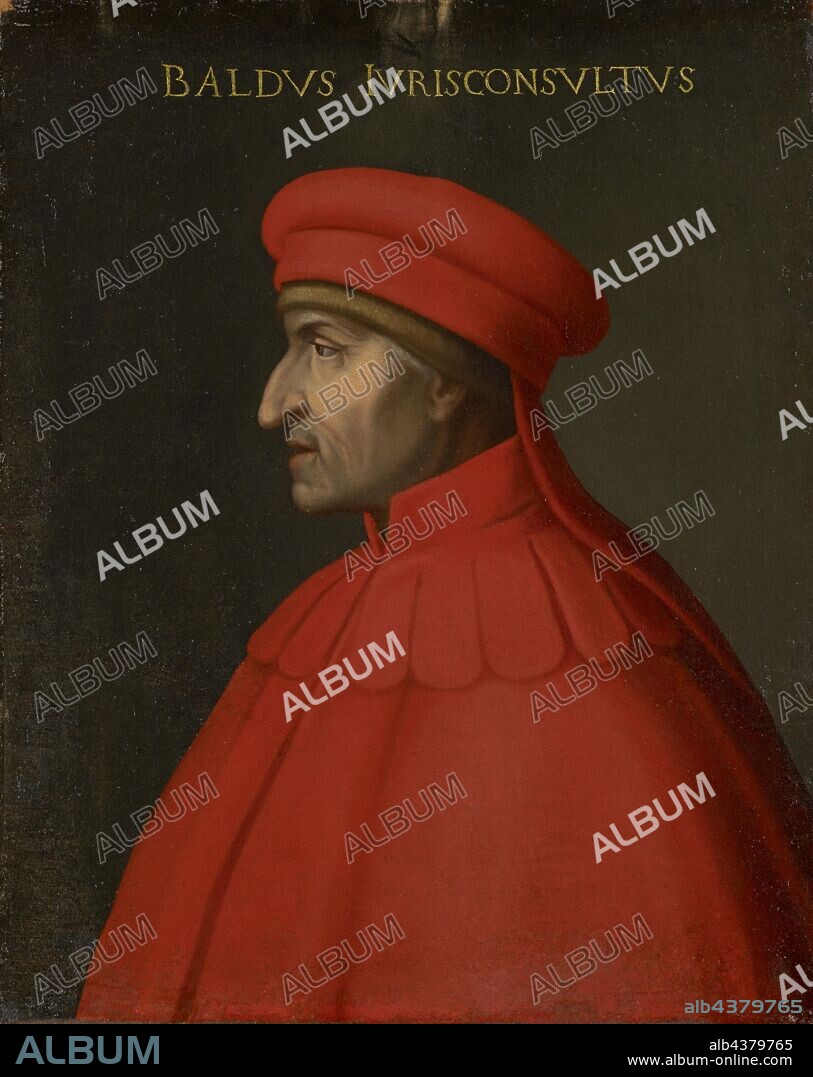 Portrait of Baldo degli Ubaldi, oil on canvas, 76.5 x 63 cm, unmarked., Above: BALDVS IVRISCONSVLTVS, Cristofano (di Papi) dell' Altissimo, (Kopie nach / copy after), um 1525–1605 Florenz.