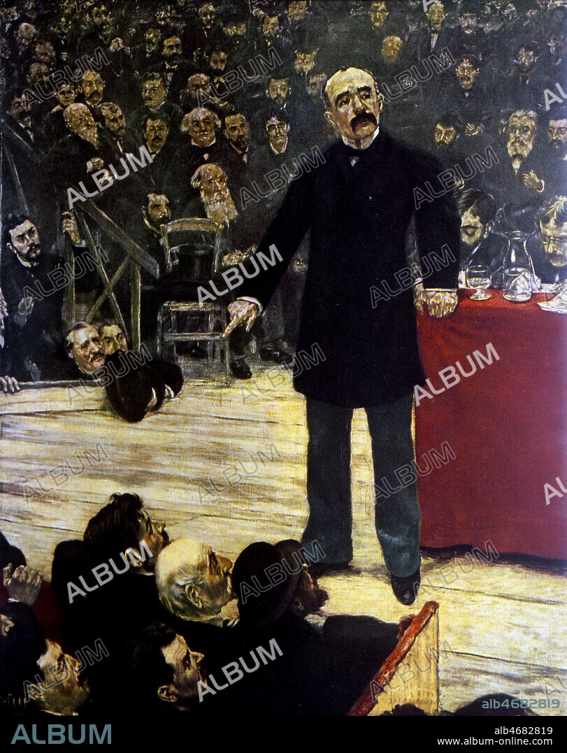 Georges Clemenceau en 1885, reunion publique au cirque Fernand. Peinture de Jean RAFFAELLI (1850-1924). Credit Collection Kharbine Tapabor.