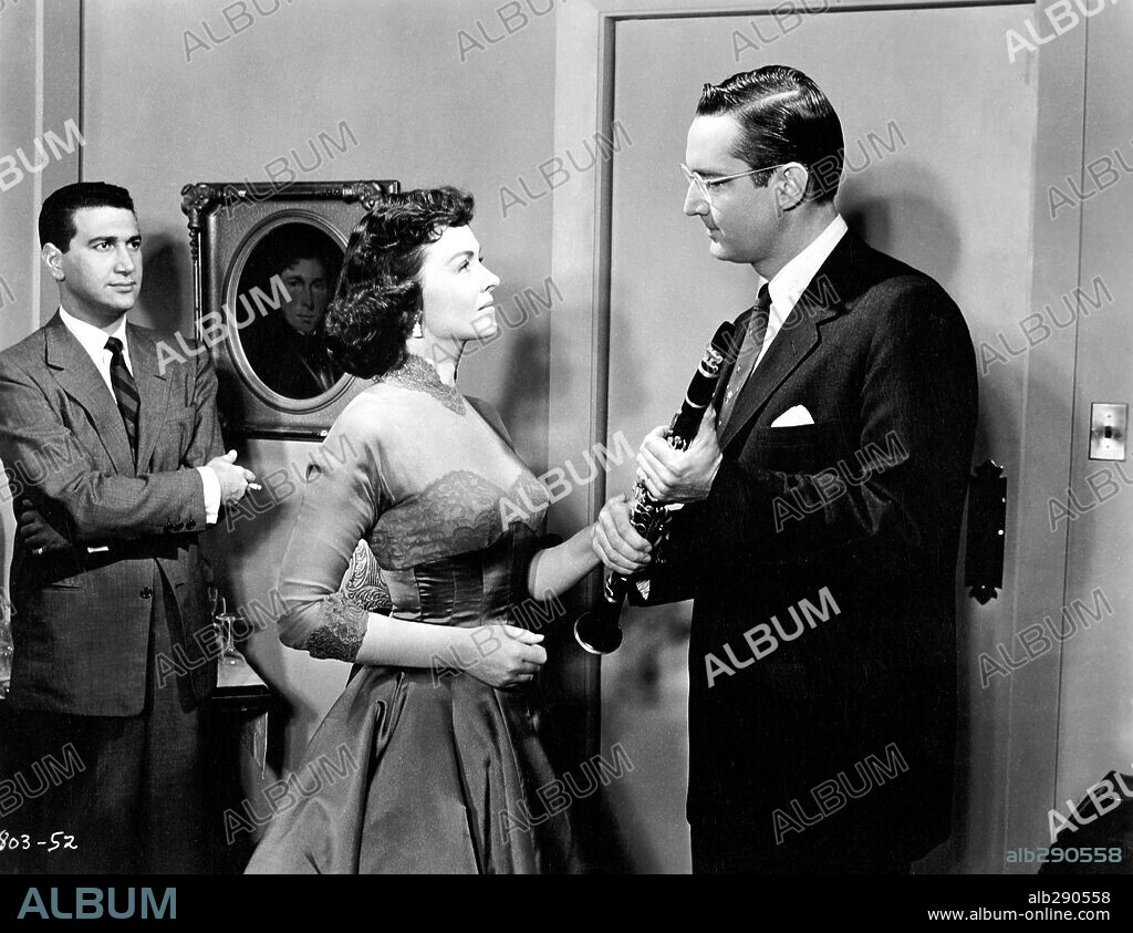 DONNA REED and STEVE ALLEN in THE BENNY GOODMAN STORY, 1955, directed by VALENTINE DAVIES. Copyright UNIVERSAL INTERNATIONAL.